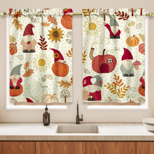 Thanksgiving Kitchen Curtains Set Farmhouse Style 3-Piece 2