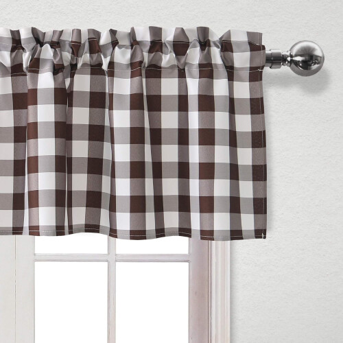 Semi Sheer Kitchen Curtains Set Buffalo Plaid Light 2