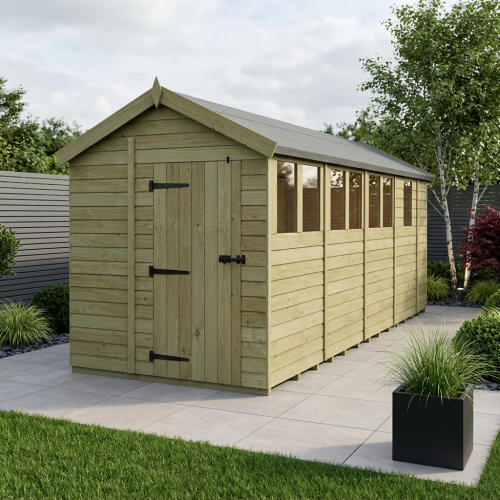 7 x 17 Apex Shed Tanalised (Single Door, With Windows)