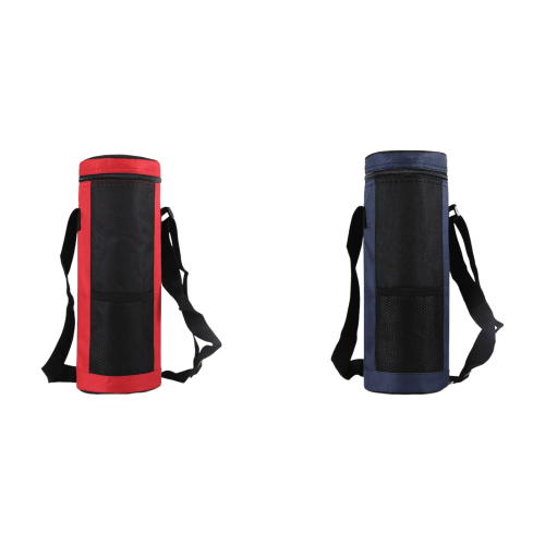 Bolsa térmica para botellas de agua con correa ajustable, roja y 1