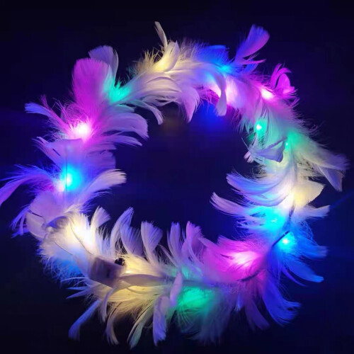 Blomsterpannebånd med glitter og englefjær 1
