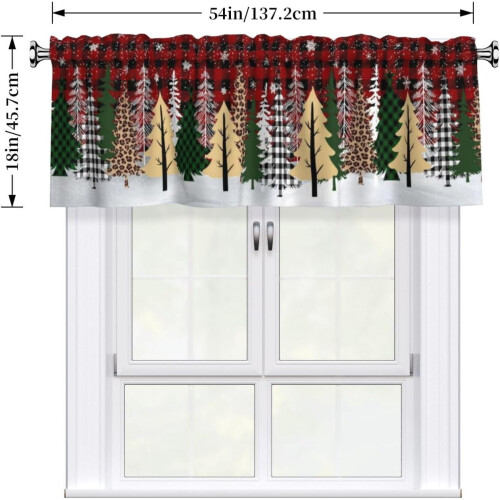 Christmas Tree Valance Curtains Red Black Buffalo Plaid 2