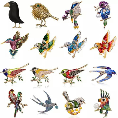 Καρφίτσα Πουλιού Κρυστάλλινη Μαργαριτάρι Πράσινη1Τεμάχιο 2