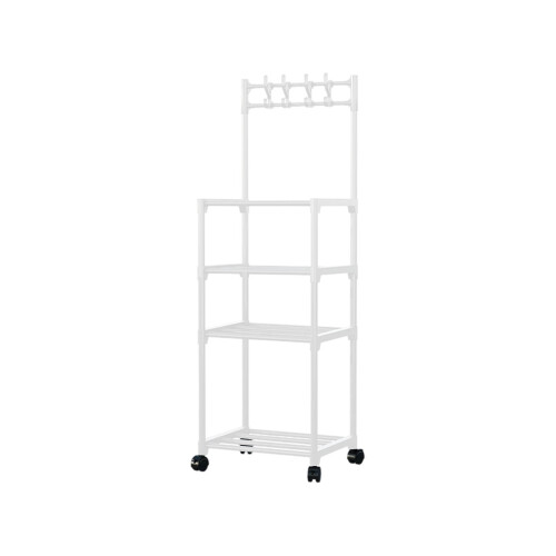 Carrello da cucina con ruote, bianco e nero, a 4 ripiani 1