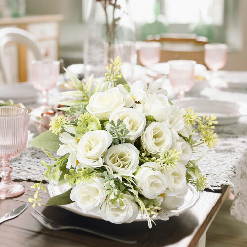 Buchet de trandafiri artificiali, 31 cm, decorațiuni interioare realiste 2