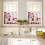 Kitchen Curtain Set Red Pink Heart Gnome Design 3-Piece 3
