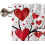 Kitchen Curtain Set Red Pink Heart Gnome Design 3-Piece 6