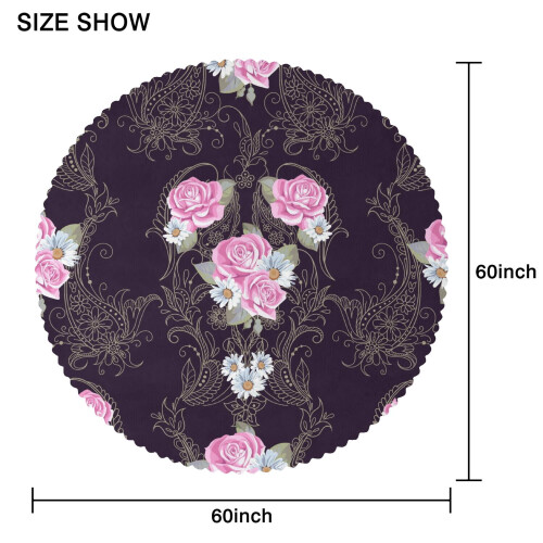 Față de masă rotundă Paisley, 152 cm, rezistentă la pete 1