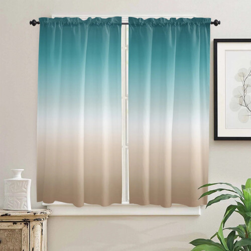 Teal Green Khaki Gradient Curtains 2-Pack 2