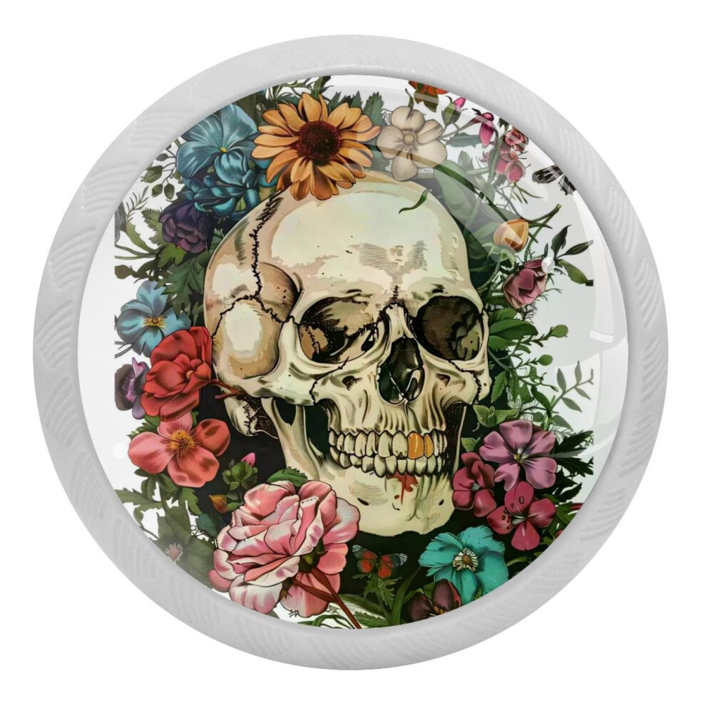 Vintage Sugar Skull Crystal Cabinet Knobs 4 Pcs 9027700731011