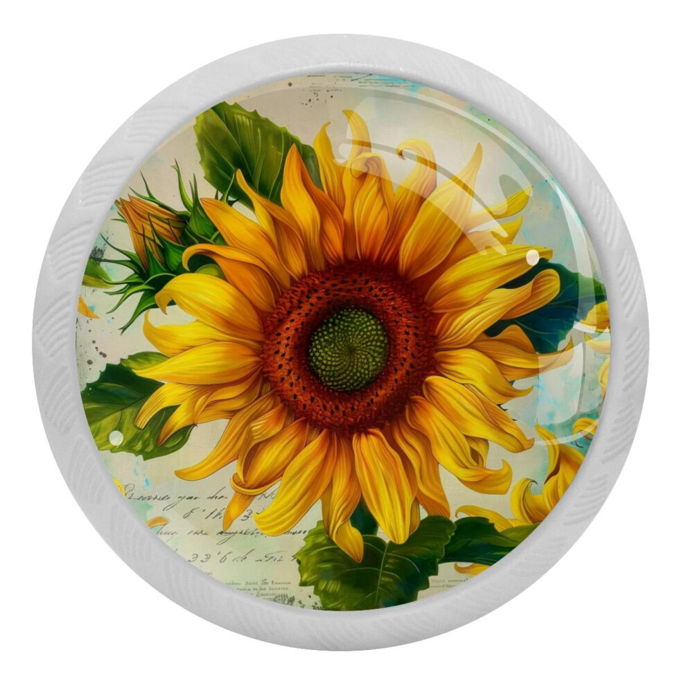 Sunflower Crystal Glass Cabinet Knobs 4 Pcs 9027700735170