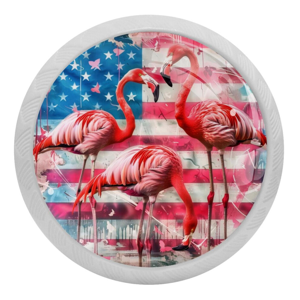 Flamingo Usa Flag Cabinet Knobs 4 Pcs Crystal Glass 9027700734166