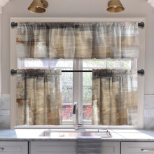 Kitchen Curtains Tiers and Valances Set Brown Beige 36 inch