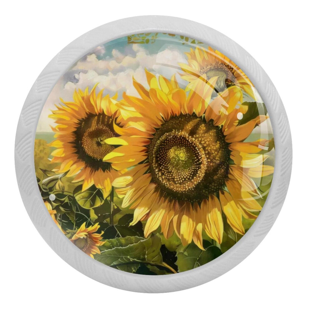 Sunflower Crystal Glass Cabinet Knobs 4 Pcs 9027700735033