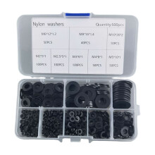 Nylon Flat Washers Assorted Sizes 500 pcs Black