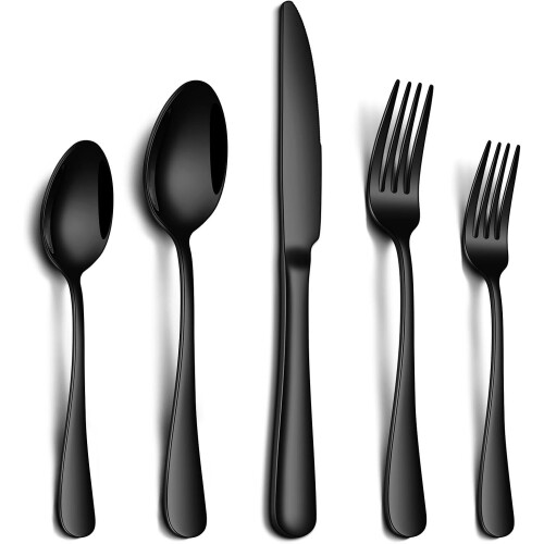 Black Stainless Steel Flatware Set 20-Pc for 4