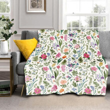Spring Floral Throw Blanket 80x60 inches Pink Sage Green