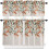 Eucalyptus Leaf Kitchen Curtains Set Orange Green 3-Pc 1