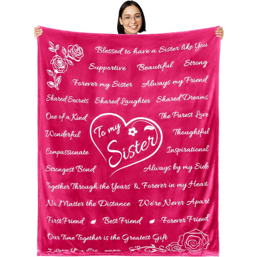 Sister Gift Blanket Silver 65x50 Inches