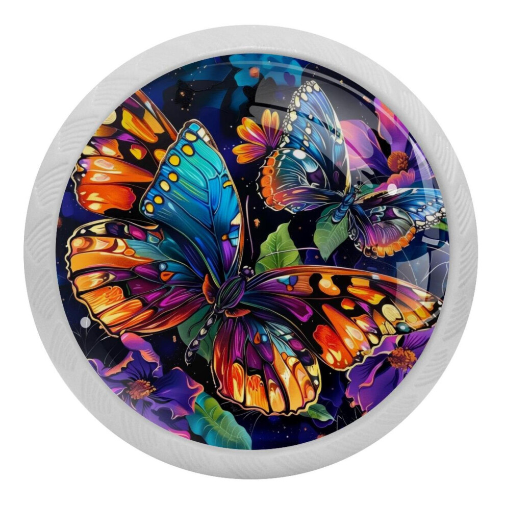Butterfly Flower Cabinet Knobs Crystal Glass 4 Pcs 9027700749498