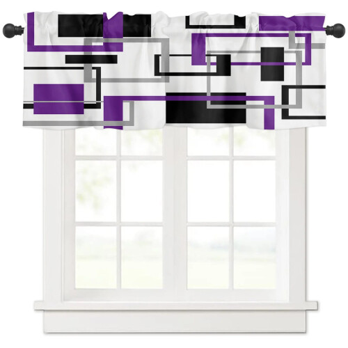 Abstract Geometric Curtain Black Purple 2-Pack 1