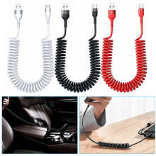 USB to USB-C Coiled Retractable Charging Cable 5A Fast