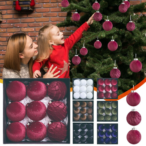 Black Velvet Christmas Ornaments 80mm 9-Pack 2