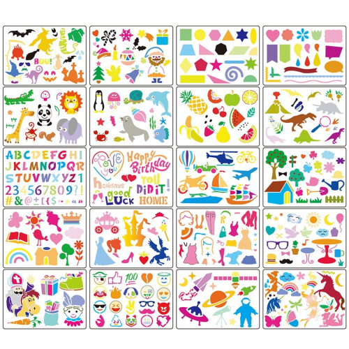 Kids Color Drawing Templates Plastic Stencils 20 Pcs 1