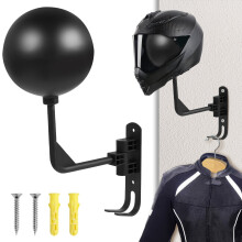 Wall-Mount Motorcycle Helmet Holder Metal Rack with Double
