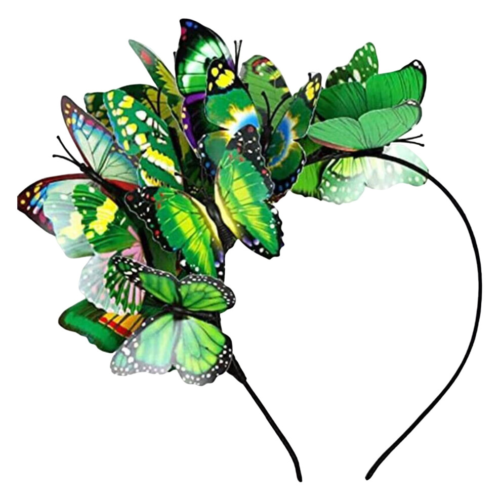 Colorful Butterflies Hair Hoop Green Adjustable Headband