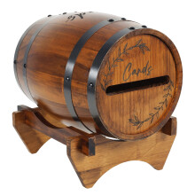 Wooden Whiskey Barrel Card Box Holder for Wedding Events