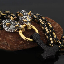 Men's 316L Stainless Steel Wolf Head Necklace with Emperor