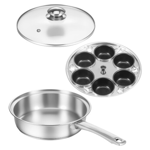 Stainless Steel Egg Poacher Pan with 6 Cups