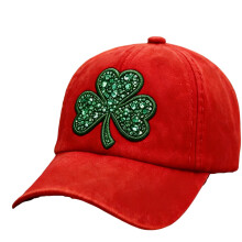 St. Patrick's Day Lucky Clover Baseball Cap Red