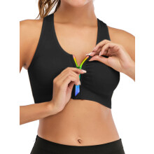 Women's Zip-Front Padded Racerback Sports Bra