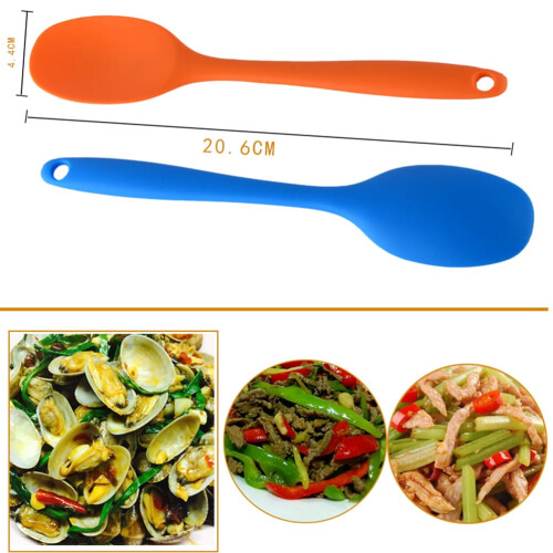 Cuillère à soupe en silicone à long manche orange 2