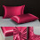 Luxe zijden hotellakens en kussensloop, kingsize, rood 3