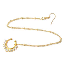 Indian Nose Ear Rings Vintage Style Non Piercing with Chain