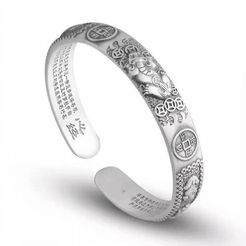 Pulseira masculina vintage aberta em prata de lei 1