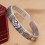 Pulseira masculina vintage aberta em prata de lei 3