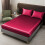 Luxe zijden hotellakens en kussensloop, kingsize, rood 4