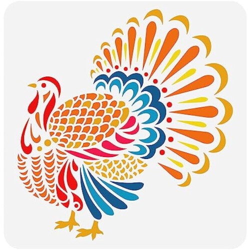 Turkey Stencil Reusable Plastic 11.8 x 11.8 Inch