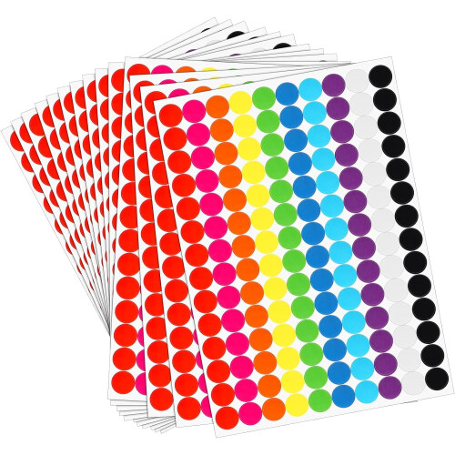 Round Dot Stickers 3/4 Inch Diameter Multicolor 5600 pcs