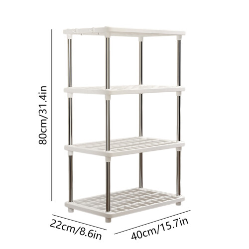 White Plastic 4-Tier Standing Shelf Unit 2