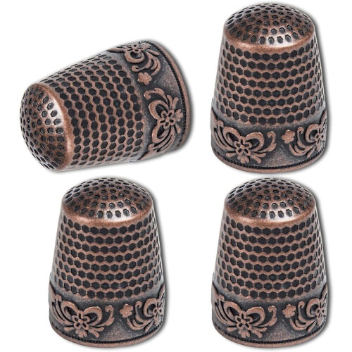 Sewing Thimbles Metal Finger Protector 4 Pcs Brass