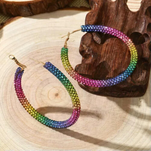 Strass-Creolen, mehrfarbig, 6 cm 1