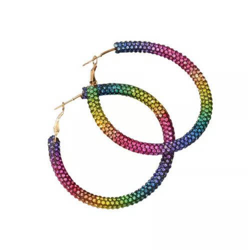 Strass-Creolen, mehrfarbig, 6 cm 2