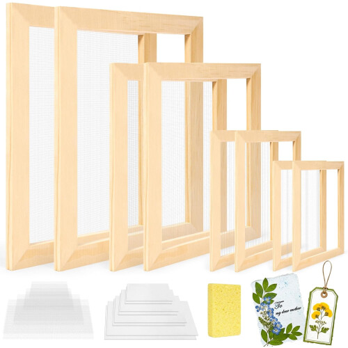 Paper Making Kit Mould and Deckle with Mesh Sponge 6 pcs