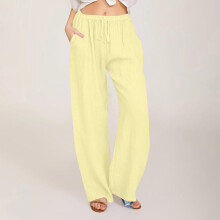 Women's Linen Wide Leg Palazzo Pants with Pockets