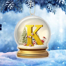 Yellow Crystal Acrylic Christmas Tree Initial Ornament Set